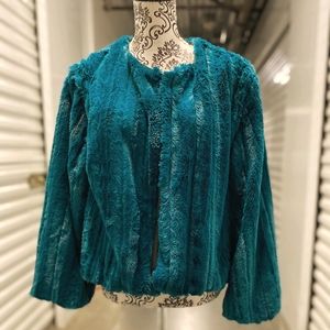 Faux fur teal green coat fully lined